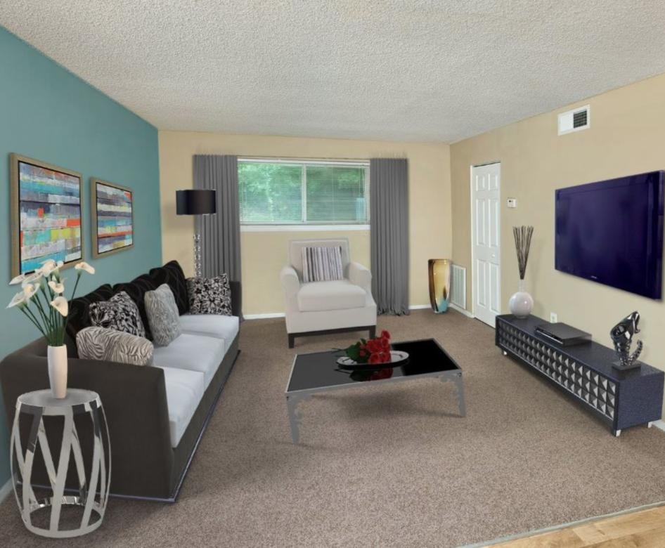 Large well lit living room